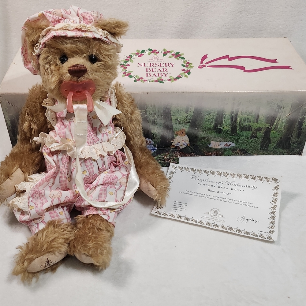 NIB Lee Middleton Mohair Bear Hush-a-Bear Baby Nursery Teddy Doll Linda Henry